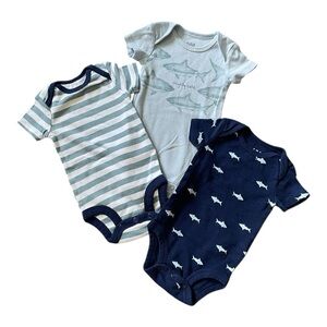 #029, Carters child of mineBaby Bodysuit Set - Blue, Navy, and Striped, size 0-3